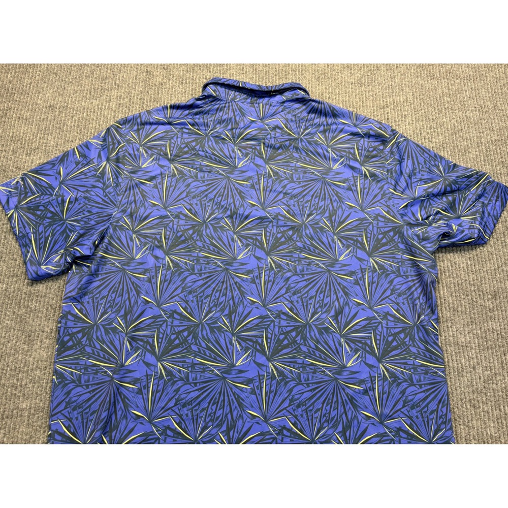 Walter Hagen 11 Mens XXL Blue Tropical Palm Leaf Golf Polo Shirt Short Sleeve - Picture 3 of 8